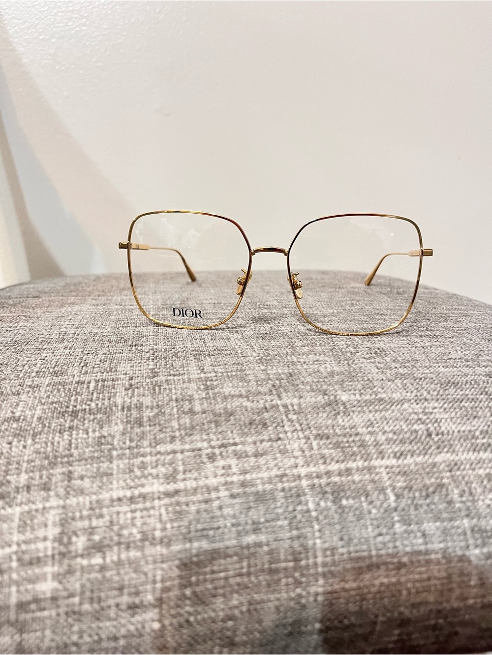 Dior Gold Hexagonal Metal Frame Glasses